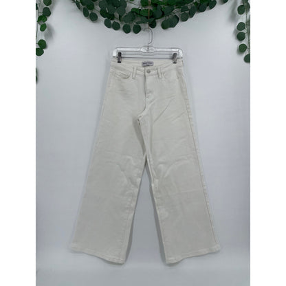 Ashley Mason Premium Off White High Rise Wide Leg Zipper Denim Jeans 5/27