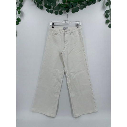 Ashley Mason Premium Off White High Rise Wide Leg Zipper Denim Jeans 5/27