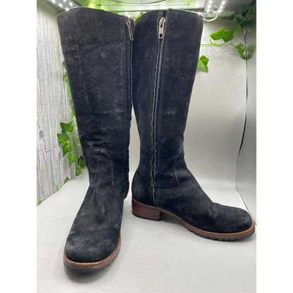 UGG Broome Suede Tall Sherpa Lined Zipper Shearling Boots Size 7