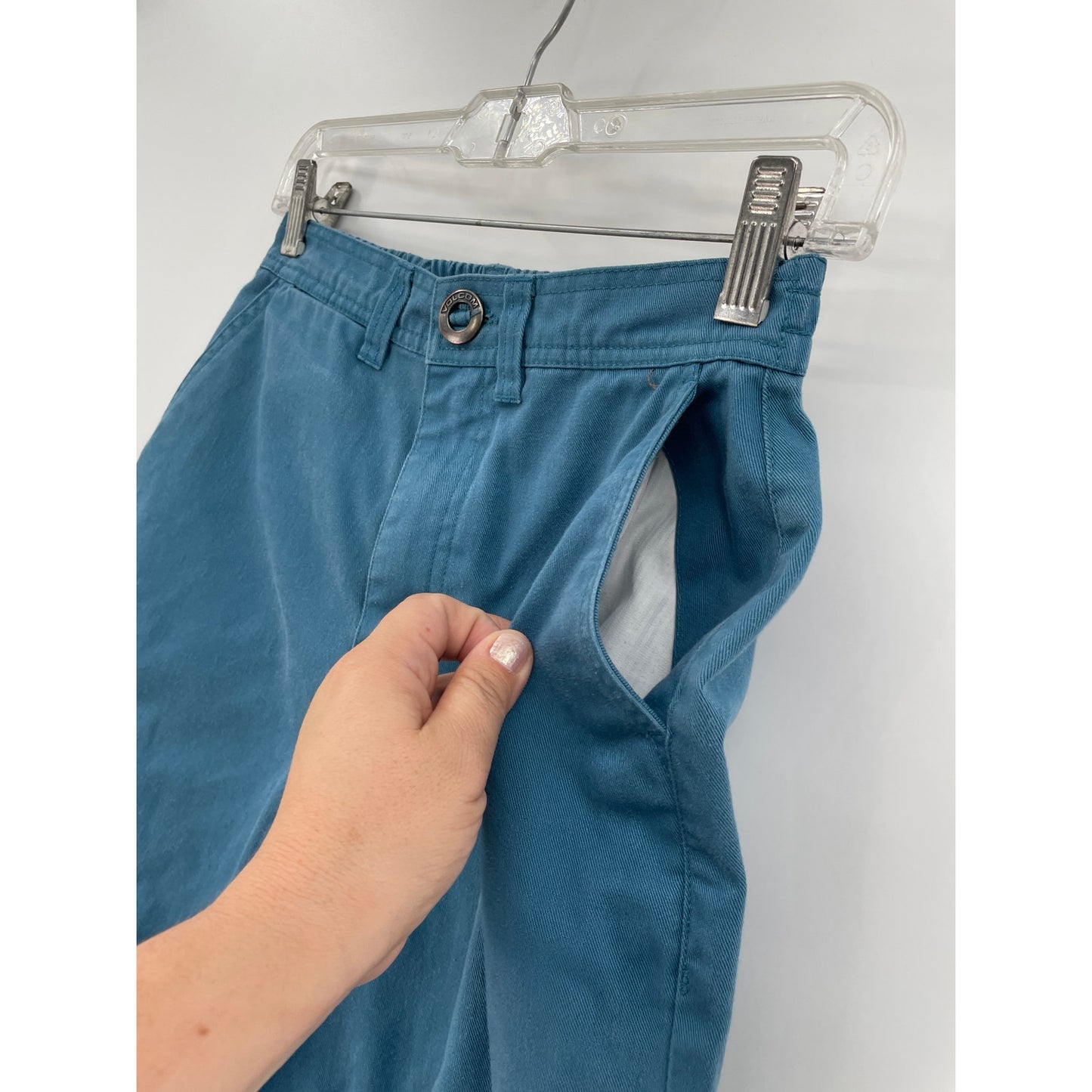 Volcom Womans This That Them Skate Cotton Chino Teal Pants Size 24 XS