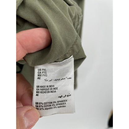 Style & CO Olive Green Cotton Utility Cargo Jacket Zipper Button  PXL