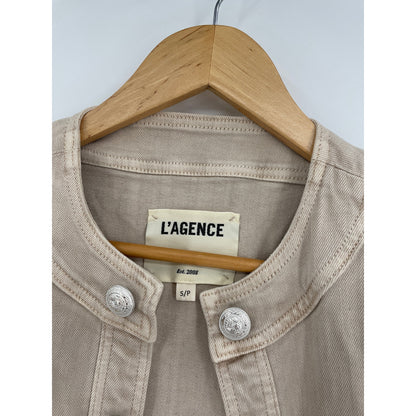L'Angence Yari Collarless Open Front Four Flap Pockets Jacket Small