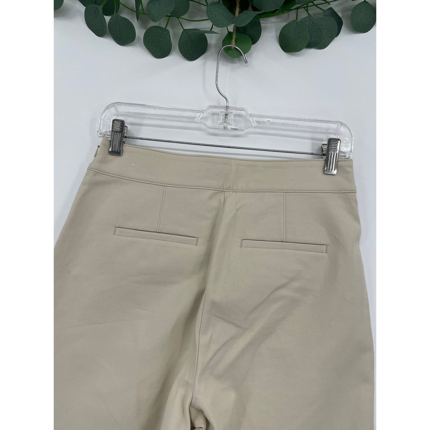 NWT Ann Taylor Cream High Rise Wide Leg Petite Trousers Gold Pocket Buttons 2P