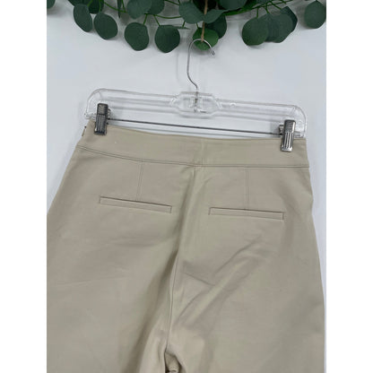 NWT Ann Taylor Cream High Rise Wide Leg Petite Trousers Gold Pocket Buttons 2P