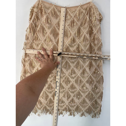 Showpo NWT Champagne Shook Slip Mini Sequin Dress Size 16