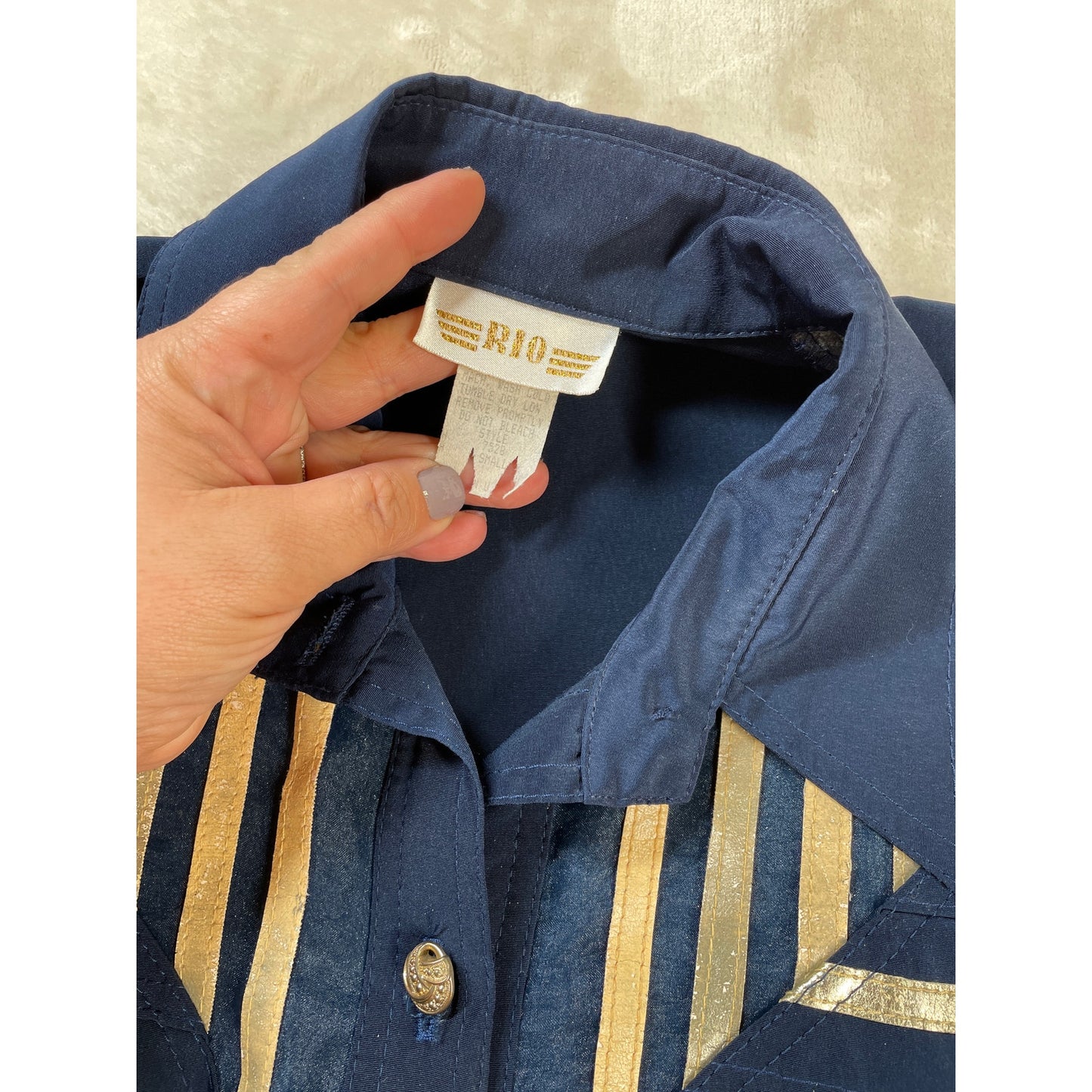 Vintage 80's Rio Woman’s Navy Captains Blouse Pant Suit Sailor Set Small