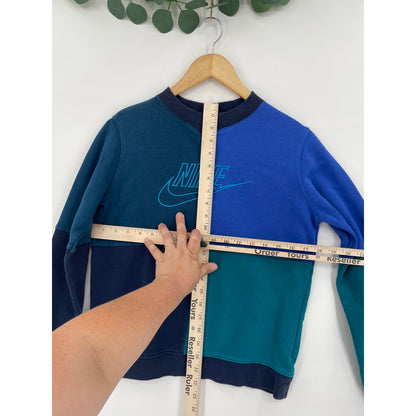 Nike Blue Ribbon Sports Blue Color-block Crewneck Sweater Youth Large
