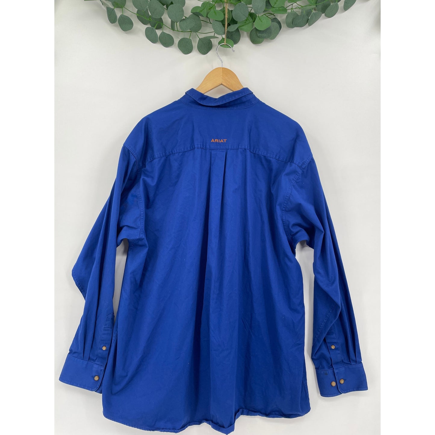Ariat Western Royal Blue Button Down Long Sleeve Mens %100 Cotton XXL Shirt