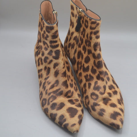 Aquazzura Fierenze Vero Cuoio Womans Leopard Pump Boot Calf Hair SZ 39