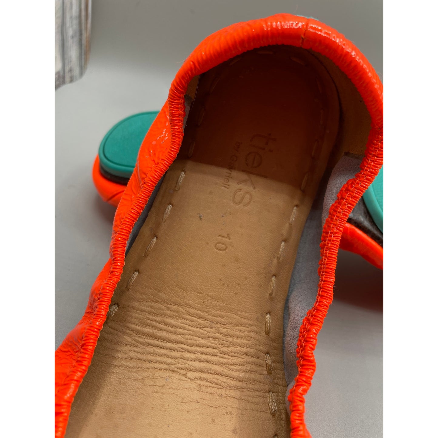 Tieks by Gavrieli Neon Orange Leather Folding Ballet Womans Flats 10