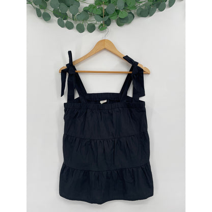 Black NWT Womans Tie Strap Tank Tiered Top Medium
