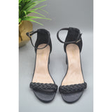 Black Size 7 Bonnie Bell Open Heels With Short Heel And Adjustable Belt Strap