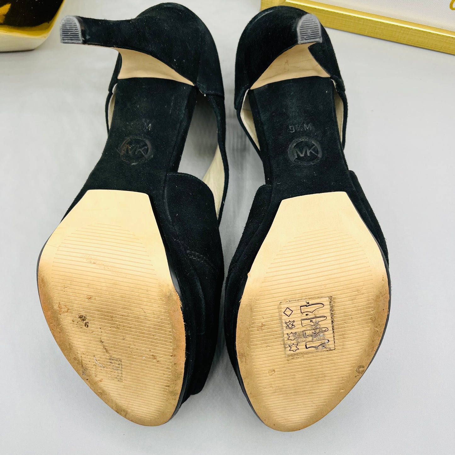 PreLoved  Micheal Kors Black Crossed Strap with zipper Heel size 9M