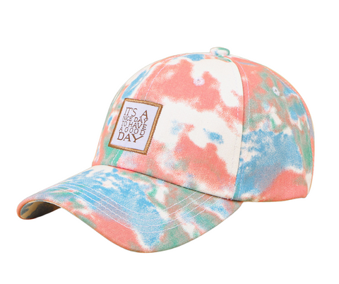 Its a nice day to have a good day | Tye Die Hat - Light Blue, Light Green, Light peachy pink