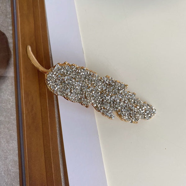 Silver | Luminous Rhinestone Leaf Hair Clip