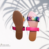 Pink/multi color snake print sandal