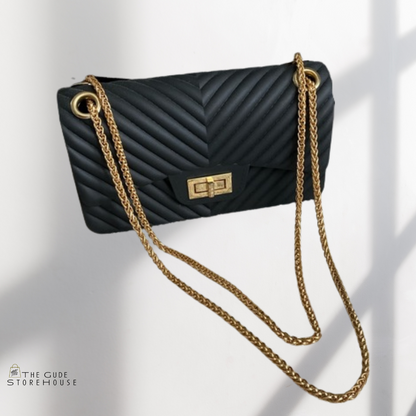 Spiked | Black Slides with Jelly Handbag