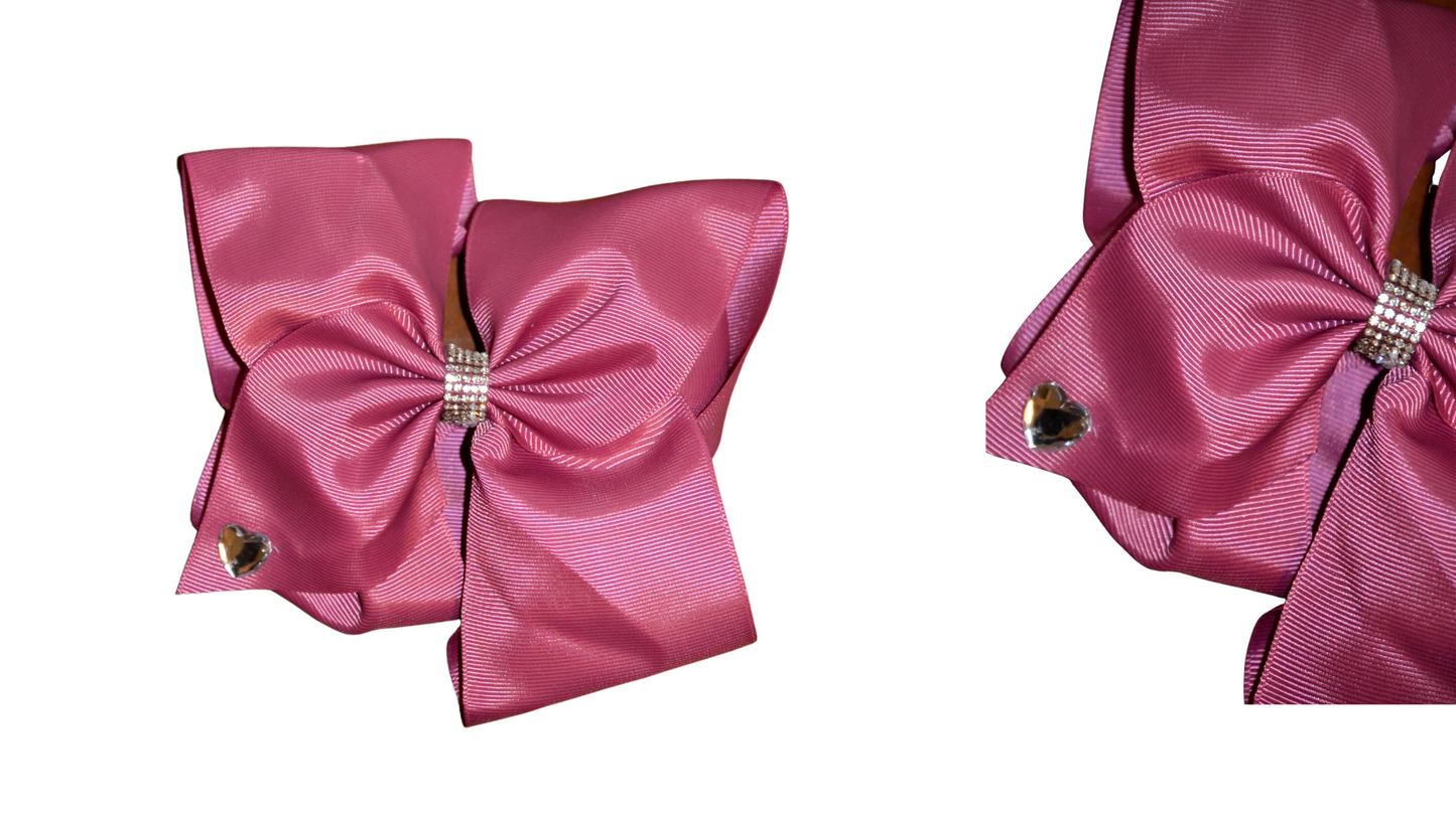 Mauve Sparkle Heart Large Bow