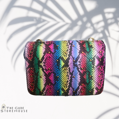 Snake Print | Pink Slides and Handbag Set