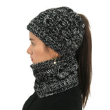Ponytail  beanie and matching fitted scarf