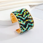Teal and Yellow Beads | Cuff Bracelet
