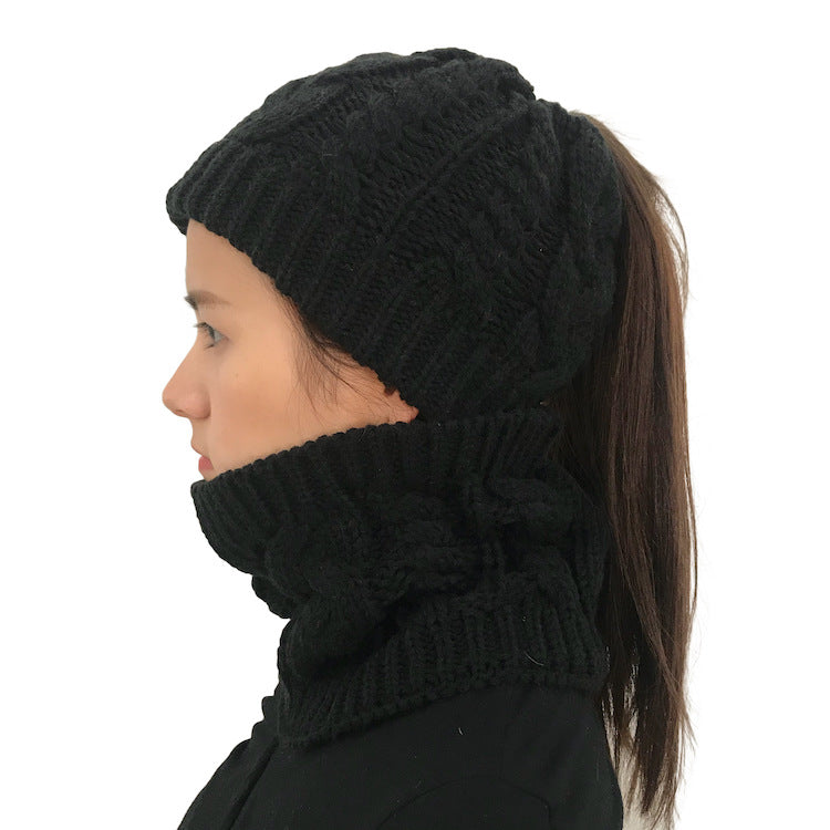 Ponytail  beanie and matching fitted scarf