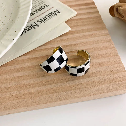 Black & White Checkered | Earrings