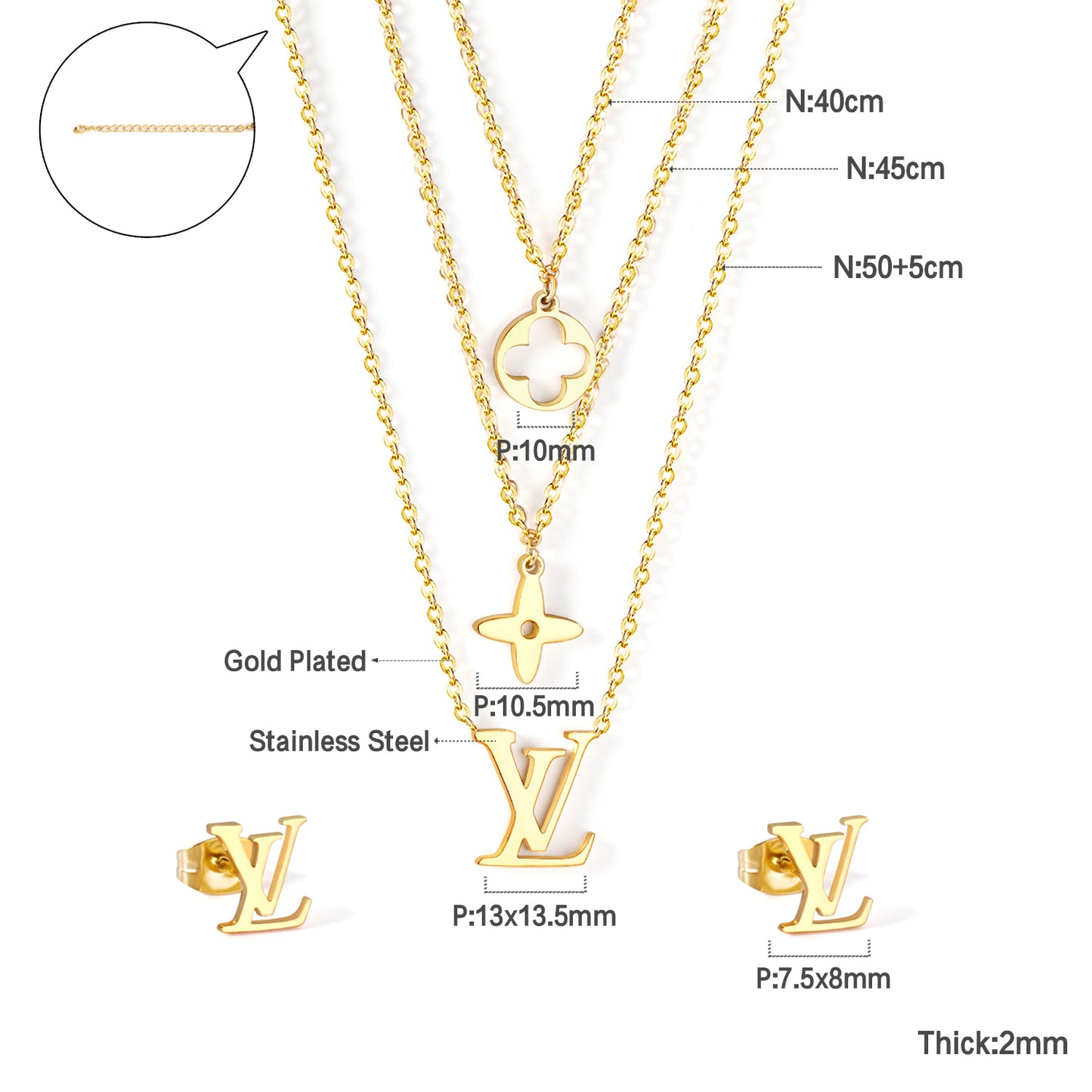 Lucia | Layered Necklace and Earring Set