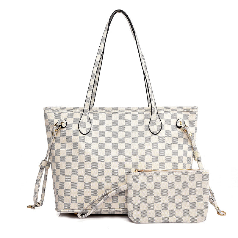 Lucia | White and Grey Tote & Wristlet
