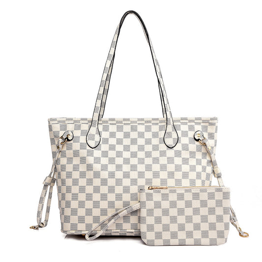 Lucia | White and Grey Tote & Wristlet