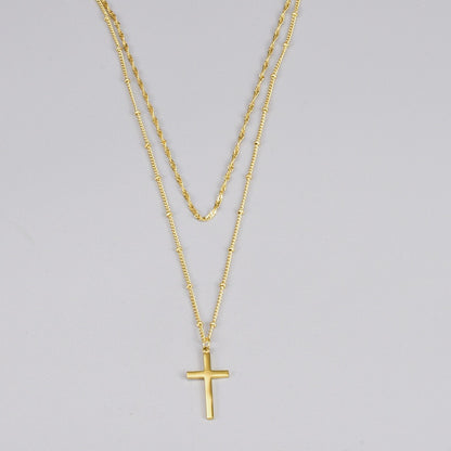 Layered Cross | 18k Gold Necklace
