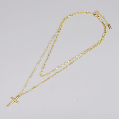 Layered Cross | 18k Gold Necklace