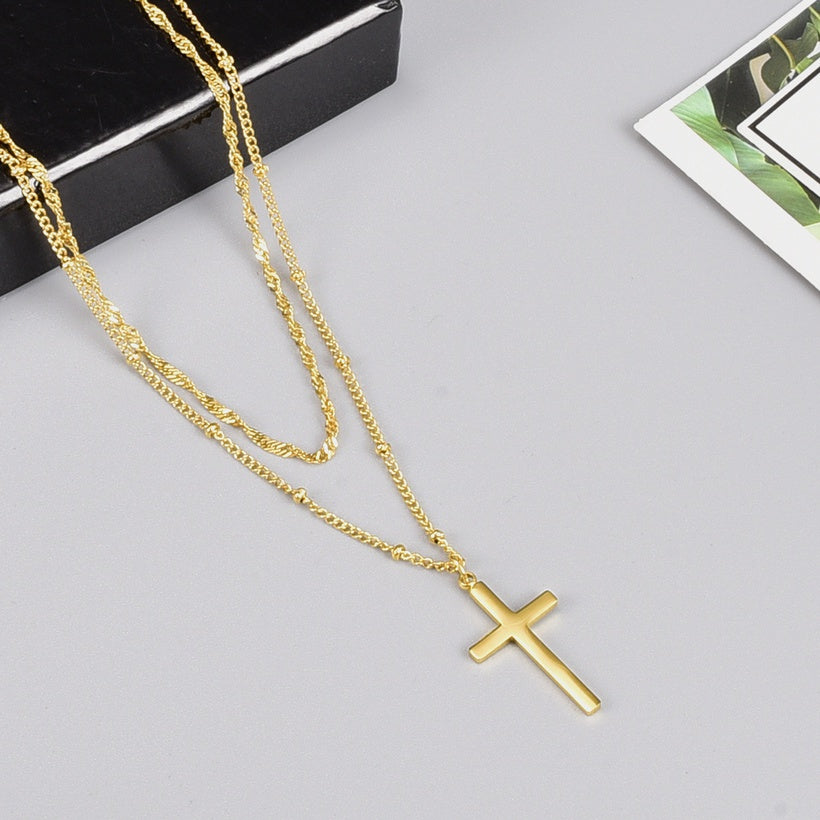 Layered Cross | 18k Gold Necklace