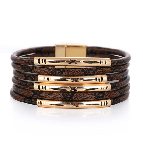 Trendz | Brown and Gold Magnetic Wrap Bracelet