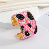 Pink and Black Beads | Cuff Bracelet