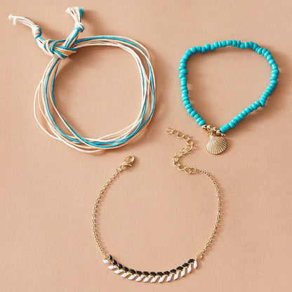 Turquoise Shell Trio | Anklet Set