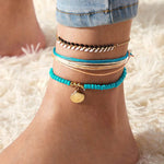 Turquoise Shell Trio | Anklet Set