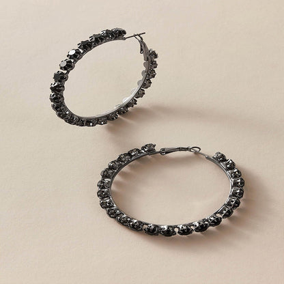 Black Diamond | Rhinestone Hoop Earrings