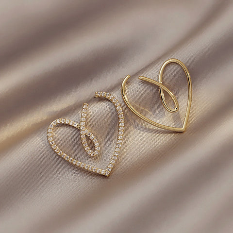 Be My Valentine | Asymmetrical Rhinestone Heart Earrings