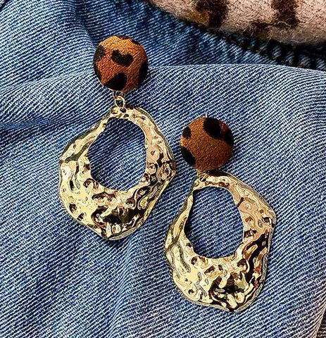Hammered Leopard | Gold Earrings