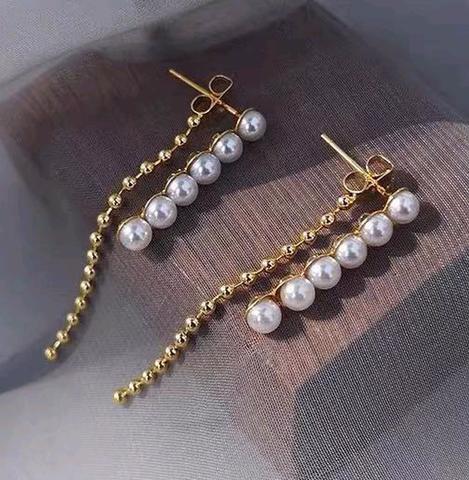 Milah | Mini Pearl and Tassel Earrings