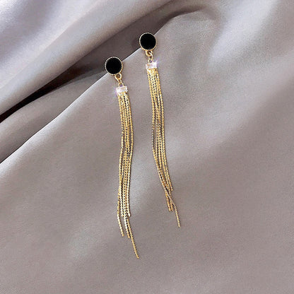 Black Stud Tassel | Earrings