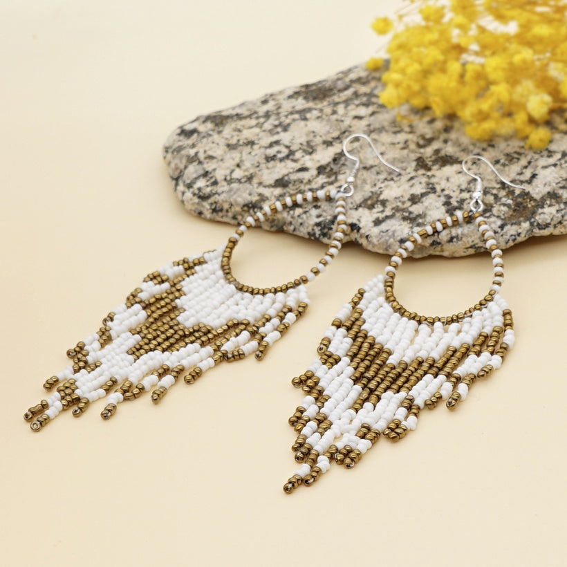 White and Gold Boho | Earrings