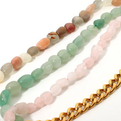 Pink Stone | 18K Gold  Buckle Chain Necklace