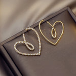 Be My Valentine | Asymmetrical Rhinestone Heart Earrings