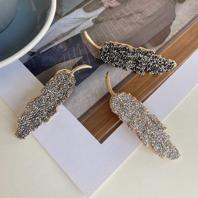 Silver | Luminous Rhinestone Leaf Hair Clip