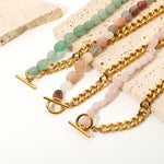 Pink Stone | 18K Gold  Buckle Chain Necklace