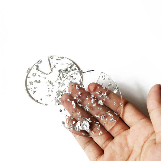 Clear Silver Foil | Earrings