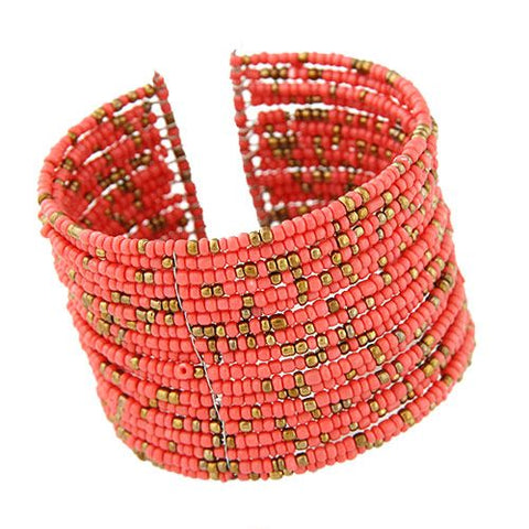 Coral Beaded | Cuff Bracelet