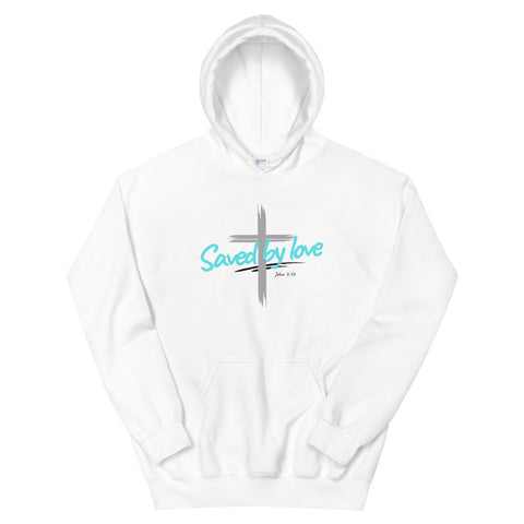 Saved by Love | White|Turquoise Hoodie